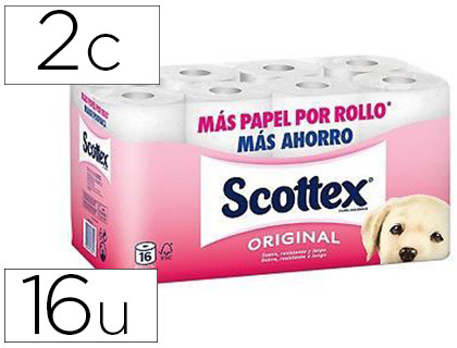 16 rollos papel higiénico Scottex 2 capas